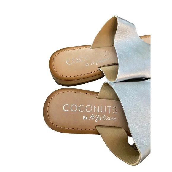 Coconuts By Matisse Women's Silver Whitney Leather Slip On Sandal Size 9 - Picture 4 of 4